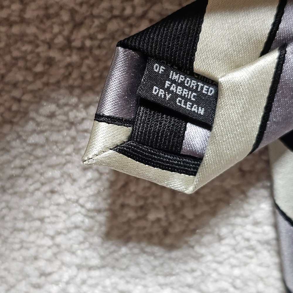 Calvin Klein Mens Striped Silk Blend Tie Black Grey Cream Formal Business‎ - Picture 2 of 5